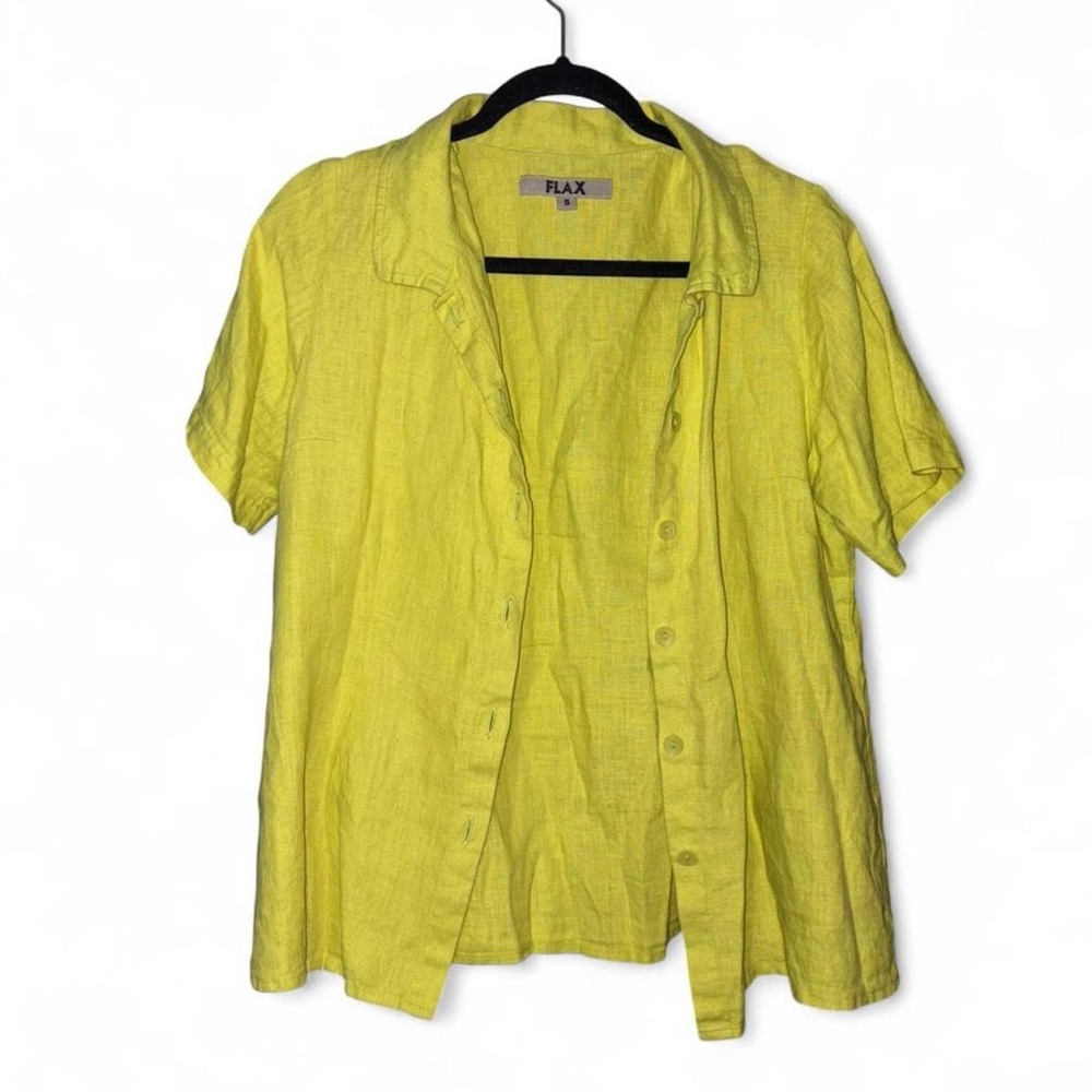 Flax Green 100% Linen button-up shirt. Size S